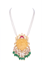 Load image into Gallery viewer, Silver Polki Raani Haar with Earrings
