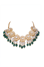 Load image into Gallery viewer, Silver Calendula Polki Necklace with Earrings
