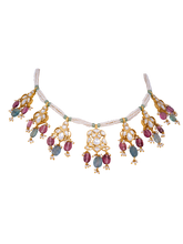 Load image into Gallery viewer, Silver Gulbagh Polki Necklace with Earrings
