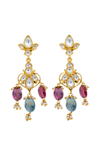 Load image into Gallery viewer, Silver Gulbagh Polki Earrings
