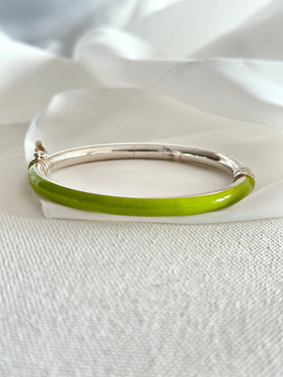 Green Enamel Bracelet with side open