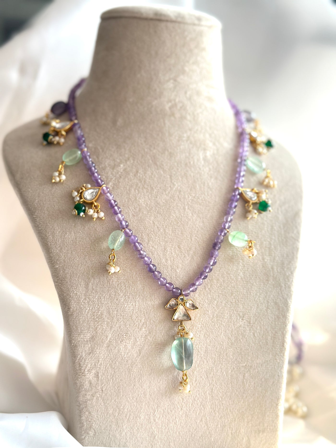 Multi Gemstone Necklace in purple Amethyst