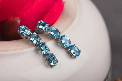 Silver Blue Topaz Earrings