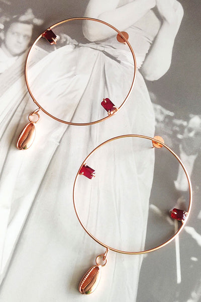 Rose Gold Toned Scarlet Hoop Earrings