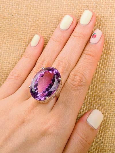 Silver Amethyst Cocktail Ring