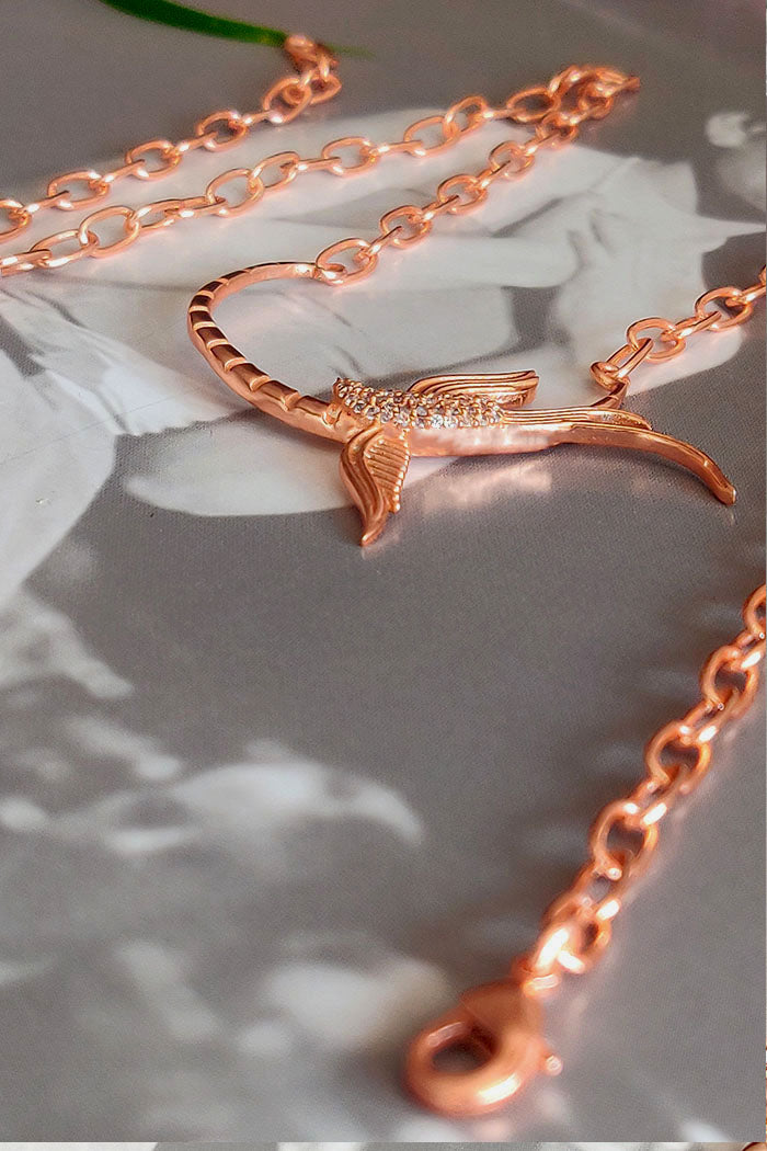 Rose Gold Tone Holy Dove Crescent Neck Chain