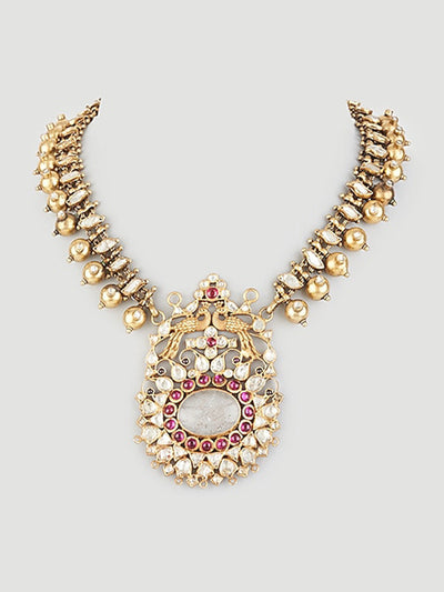 SILVER BRIDAL COUTURE KUNDAN NECKLACE SET