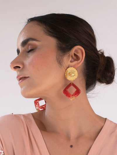 Bambie Red Resin Earrings