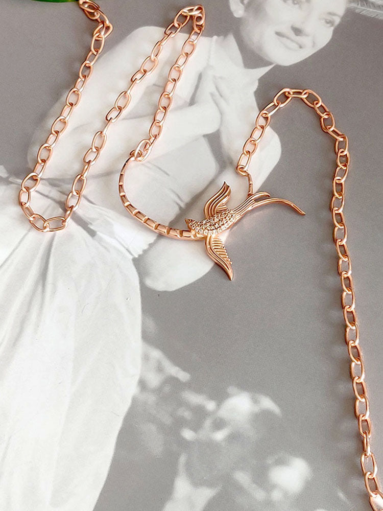 Rose Gold Tone Holy Dove Crescent Neck Chain