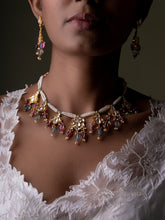 Load image into Gallery viewer, Silver Gulbagh Polki Necklace with Earrings

