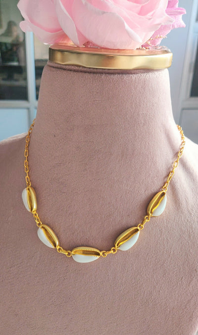 White Enamel Bean Necklace