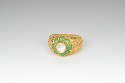 Silver Oeshi Ring (Parrot Green)