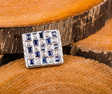 Load image into Gallery viewer, Silver Blue Checkered Cufflink
