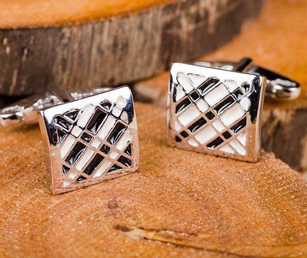 Silver Enamel Cufflink