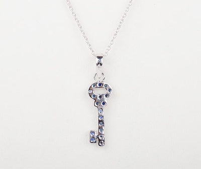 Silver Sapphire Studded Key