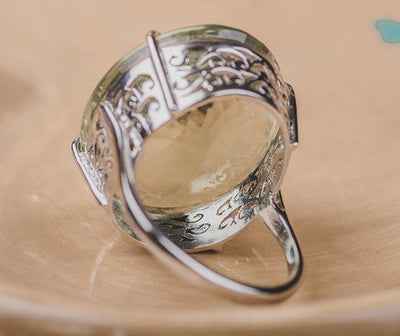 Silver Cocktail Ring in Green Amethyst