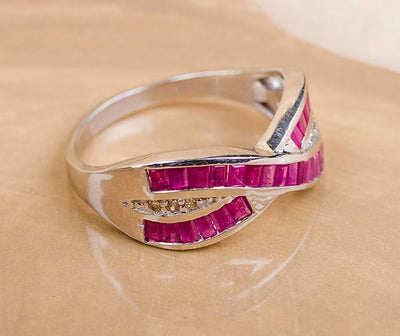 Silver Crisscross Ruby Ring