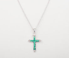 Load image into Gallery viewer, Silver Green Cross Pendant
